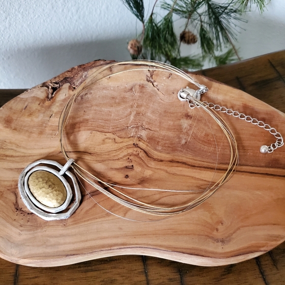 Chico's Jewelry - Vintage Chicos Mixed-Metal Hammered Necklace